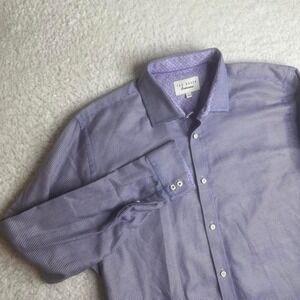 Tedd Baker endurance men's blue striped dress shirt button down preppy 16